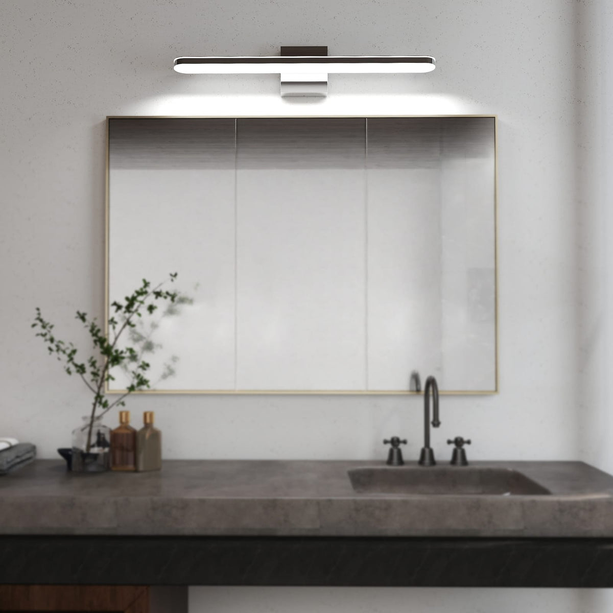Chrome Dimmable Bathroom Vanity Lights - 24 Inch Modern Sconces