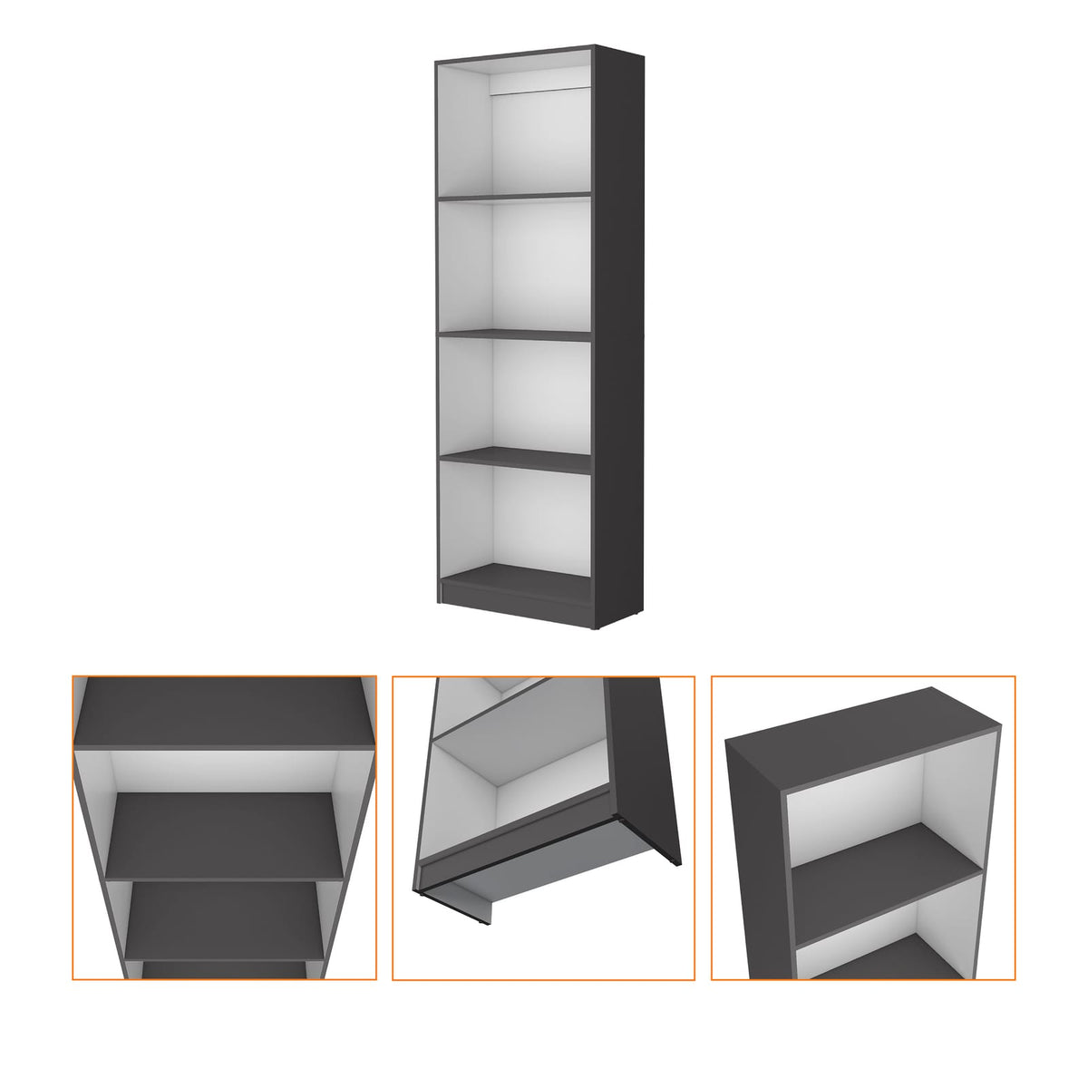 Sutton Bookcase with Tier Storage Shelves - Multicolored Display Unit