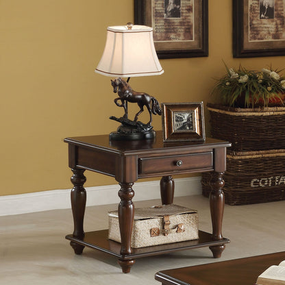 Walnut 1-Drawer Rectangular End Table