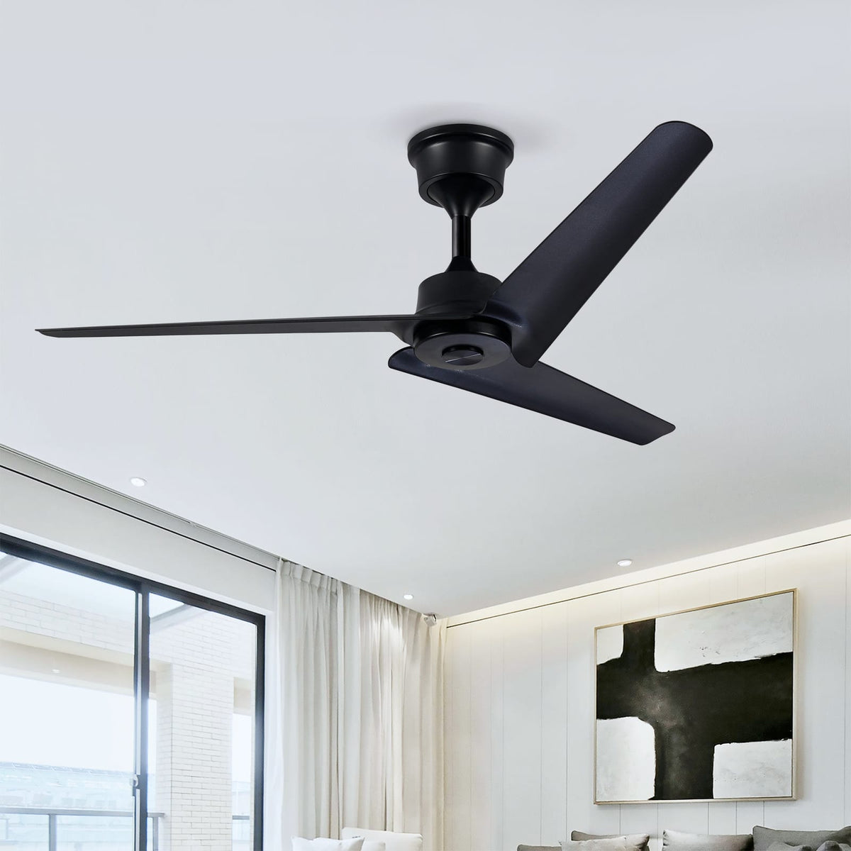 52 inch Black ABS Ceiling Fan with Remote Control for Living Rooms