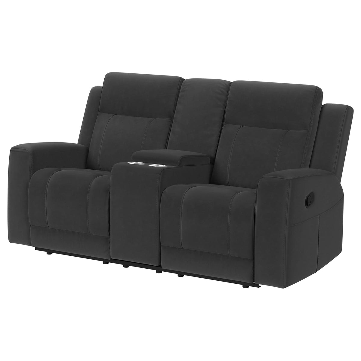 Slater Dark Charcoal Reclining Loveseat - 71" Wide for Living Room