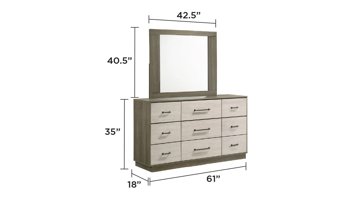 Beige Brown Wood Vanity Mirror - 42.5" Wide