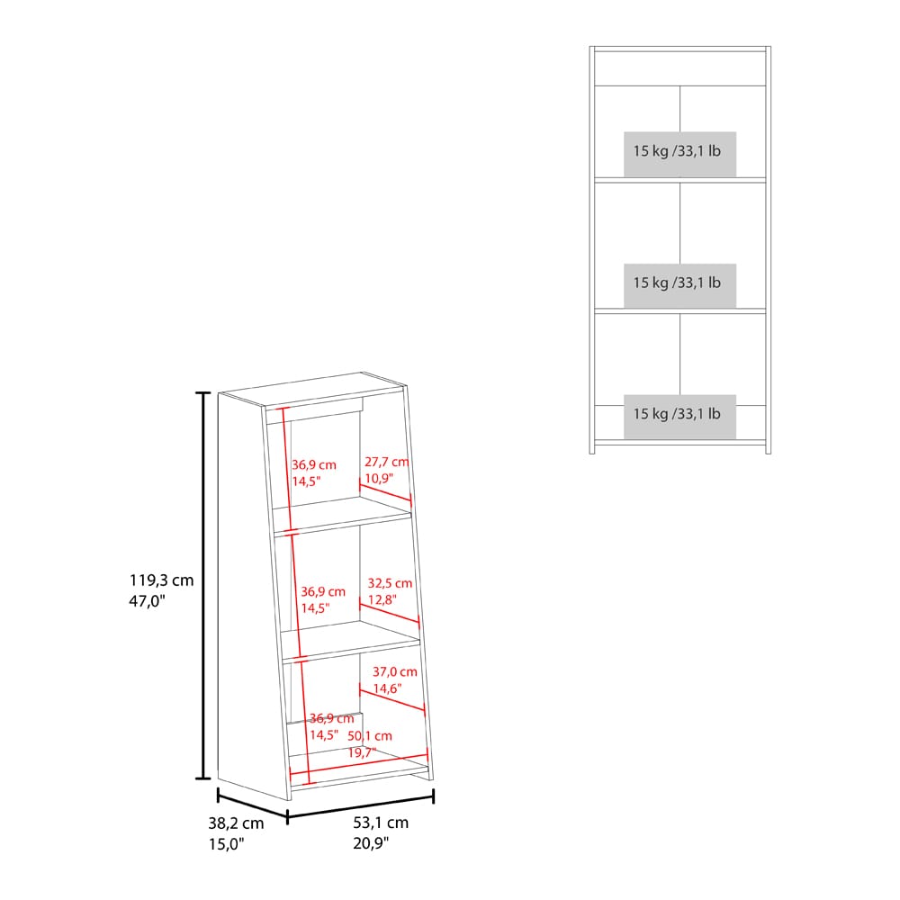 Black Engineered Wood Bookshelf - 3 Shelves