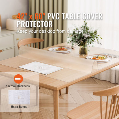 Clear PVC Table Protector - 42x60 Inch Desk Cover