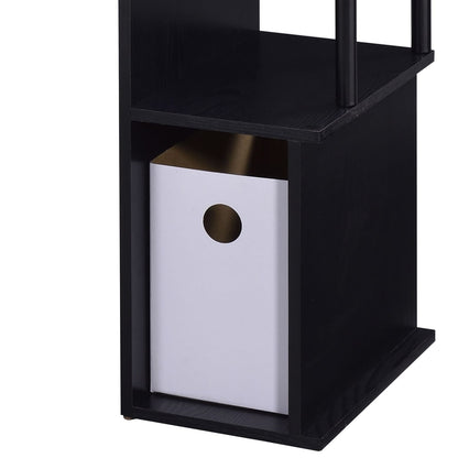 Black Computer Desk with Storage Shelves - 37" L for Home Office