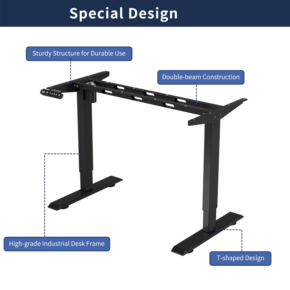 55" Rustic Brown Electric Standing Desk - Height Adjustable Office Table
