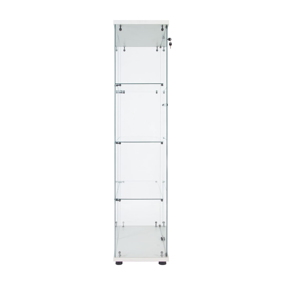 LED Glass Cabinet Display Case - 4 Shelves Black