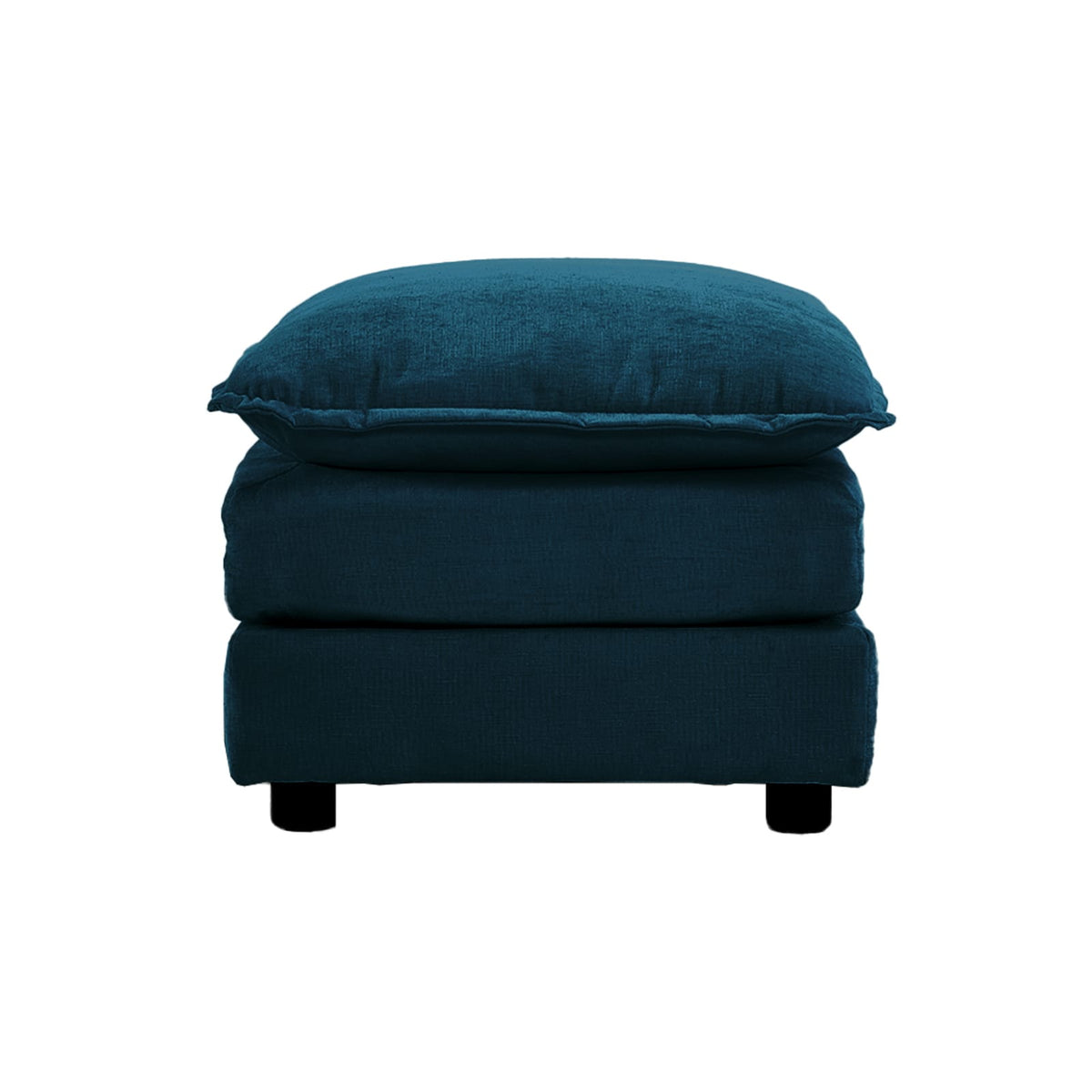 Blue Chenille Ottoman Footrest - Small Space Living Room