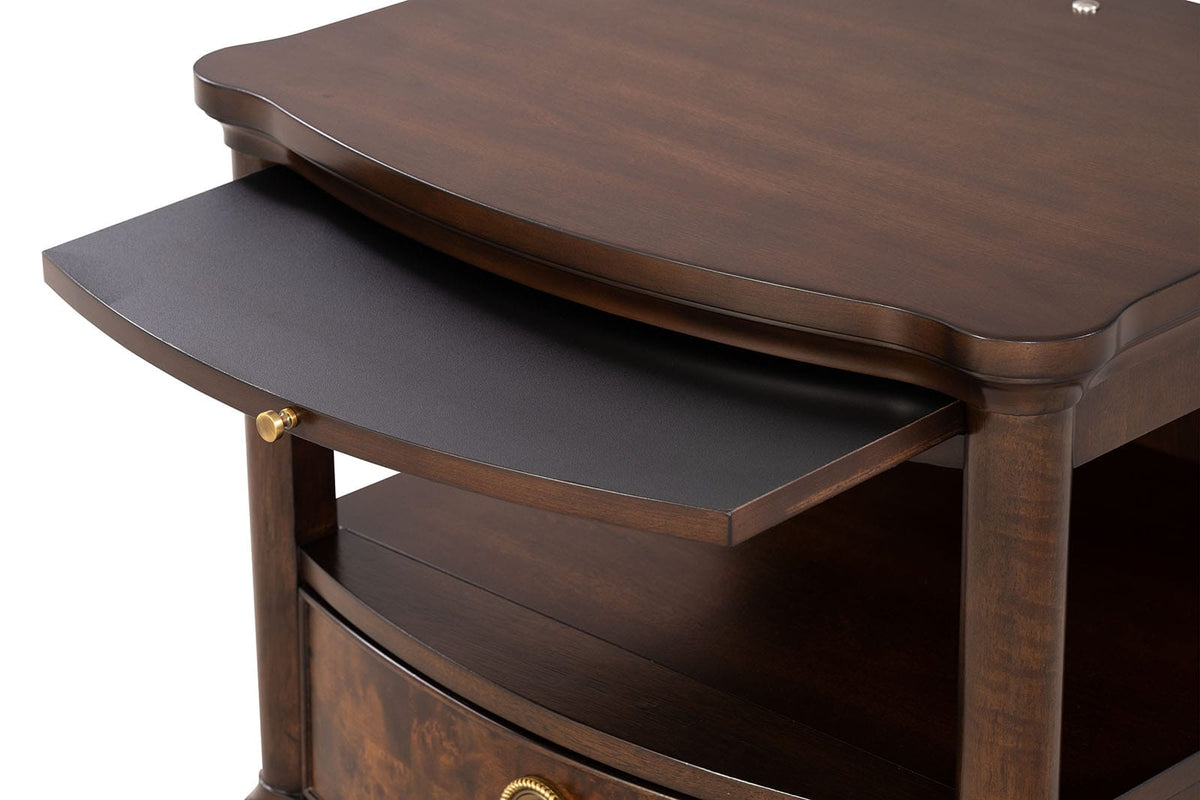 Modern Cherry End Table - Gold Legs & Tray