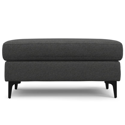 Mid-Century Gray Ottoman - Comfortable Storage Accent