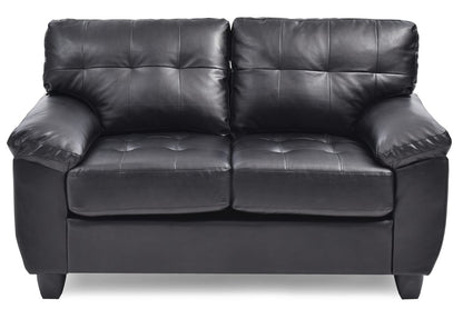 Sleek Black Loveseat - Contemporary Style, Foam Filled