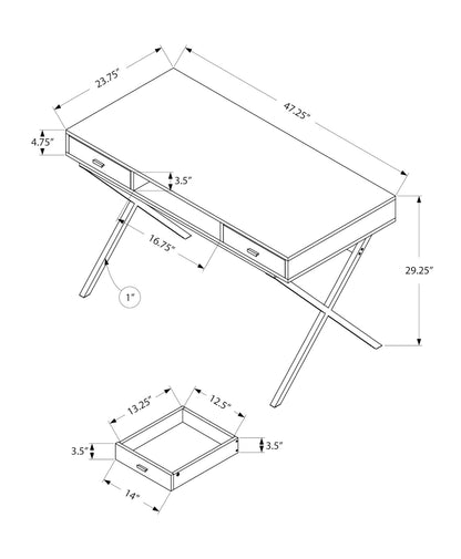 Taupe Computer Desk - Storage Drawers, 48"L, Black Metal for Home Office