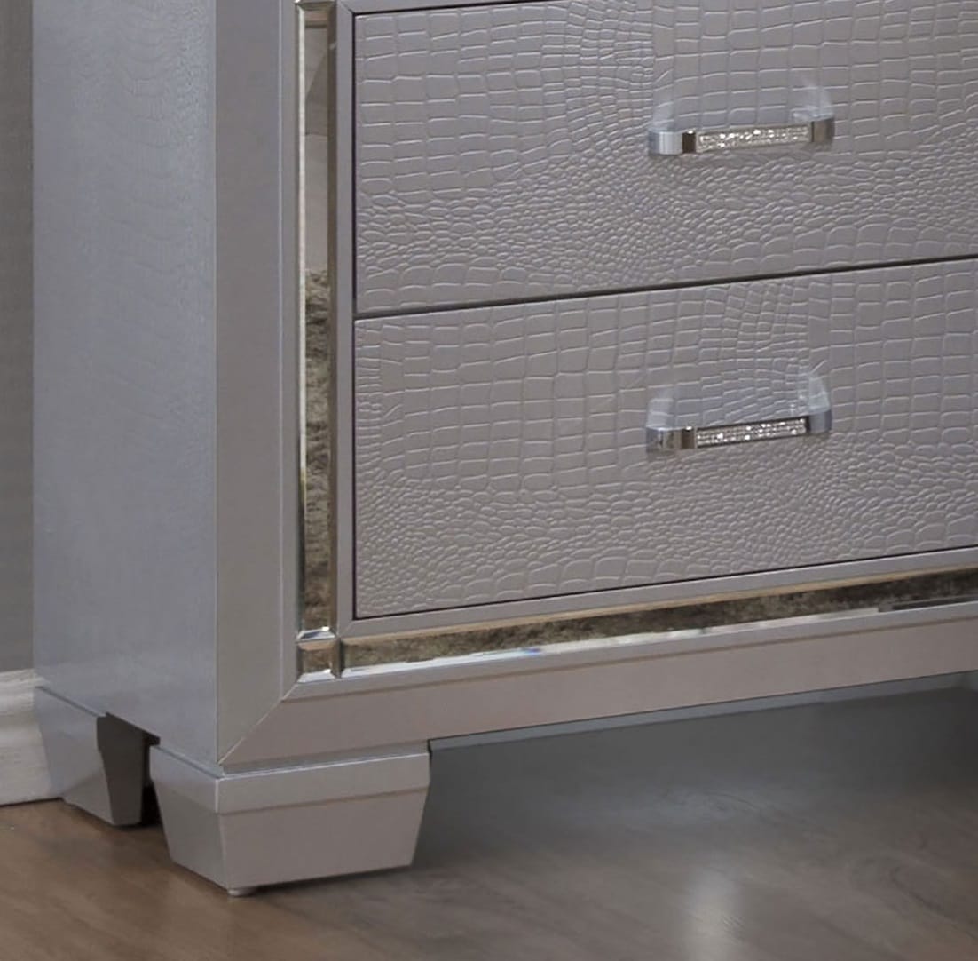 Silver Metal & Wood Chest Drawers - Bedroom Storage