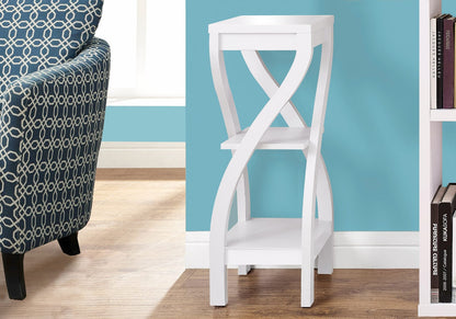 3-Tier White Side Table - Storage Accent Table for Living Room
