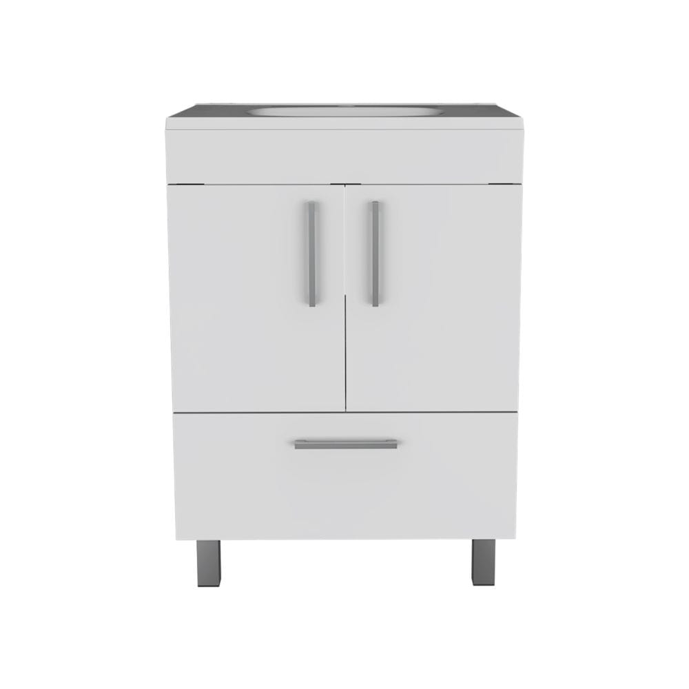 White Bathroom Vanity with Storage Cabinet
