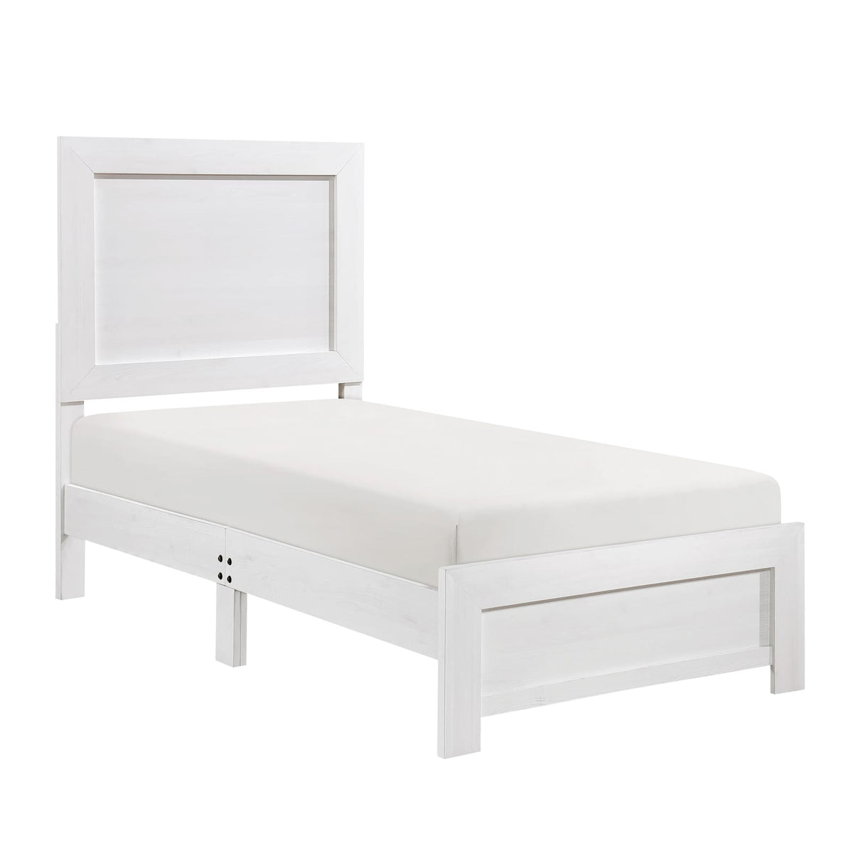White Twin Size Panel Bed - Wooden Bedroom Furniture 1pc