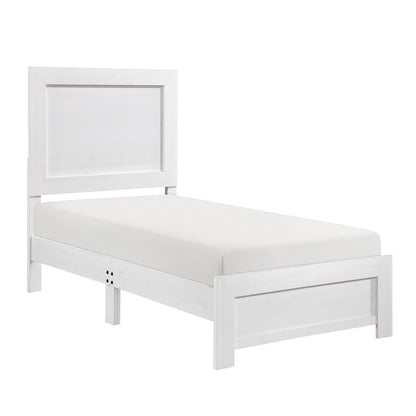 White Twin Size Panel Bed - Wooden Bedroom Furniture 1pc