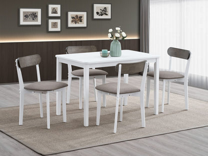 5 Piece White Gray Dining Table Set with Chairs