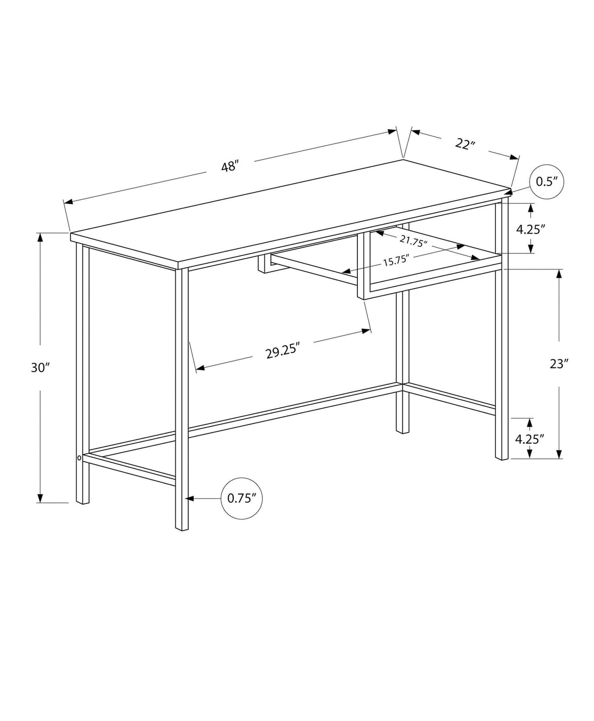 Taupe MDF Computer Desk - 48" Work Surface for Home Office