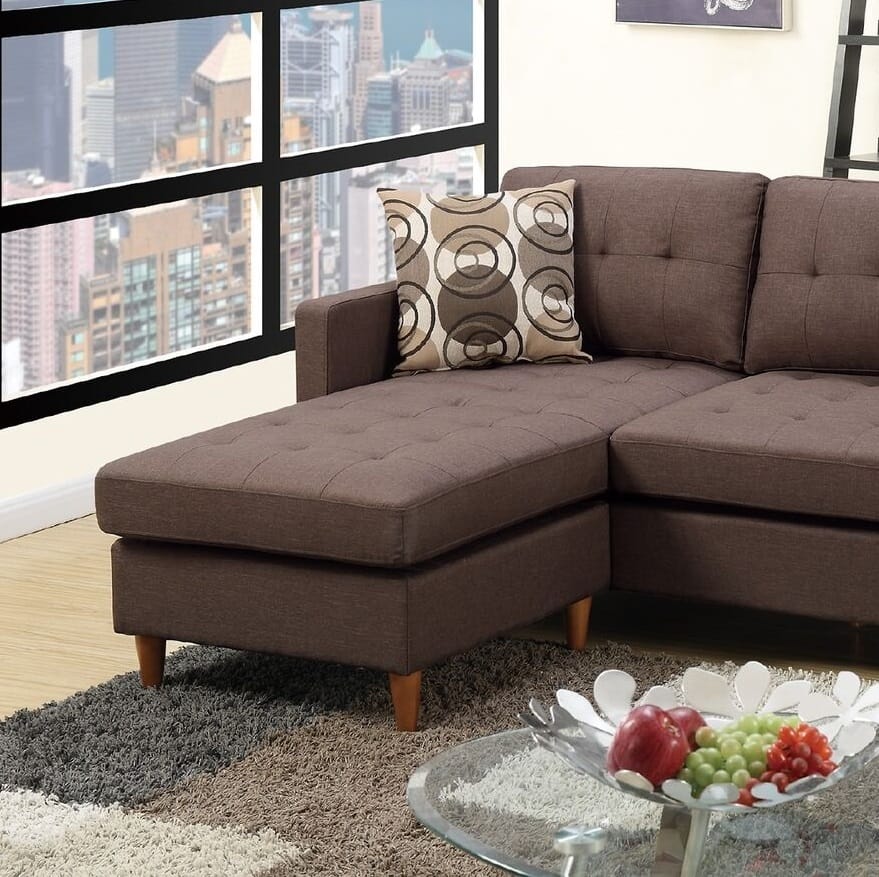 Chocolate L-Shaped Sectional Sofa - Modern Design for Living Room