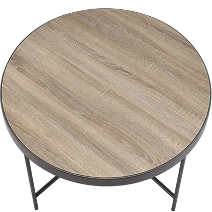 Weathered Grey Oak & Black Coffee Table - Industrial Style