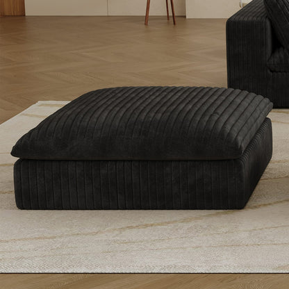 Black Cloud Sofa - Corduroy Fabric, Deep Seat for Living Room