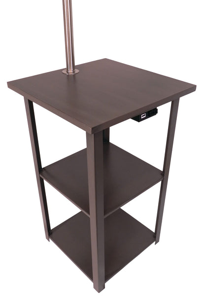 58 Inch Brown Mix Metal Sofa Side Table Lamp