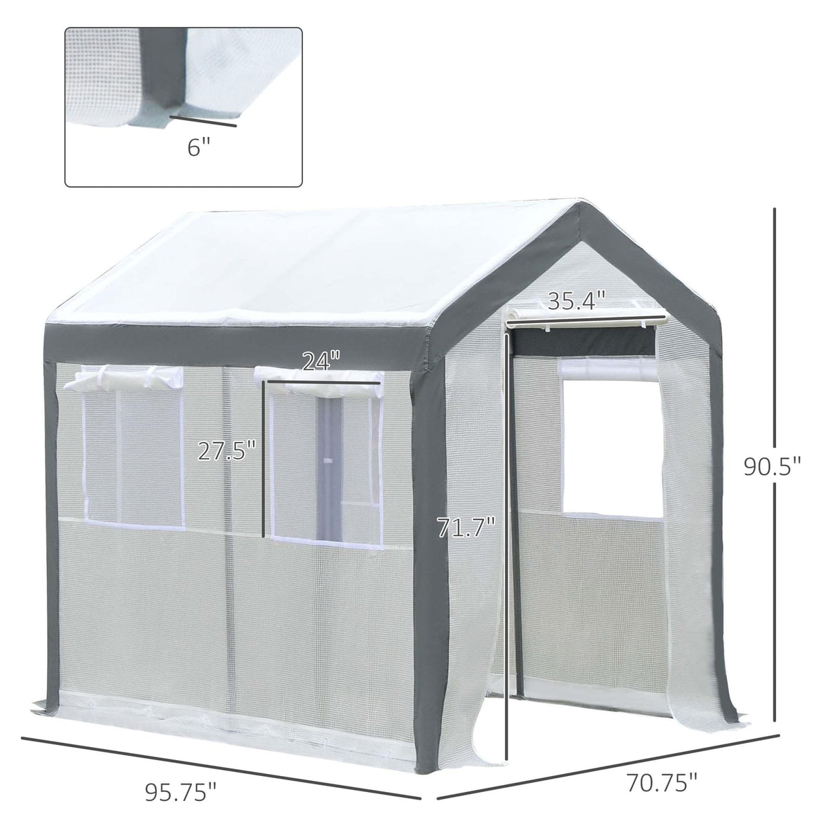 8 Foot Walk-In Greenhouse - White Polyethylene