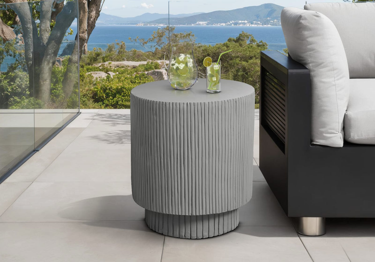 Grey Magnesium Oxide Accent Table - 25"H Outdoor Side Table