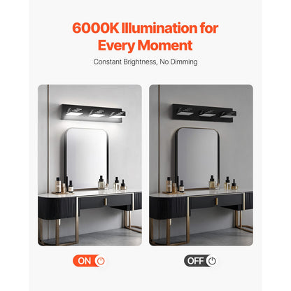 3-Light LED Vanity Light Fixture - Black Iron Bathroom Lighting