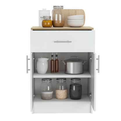 Modern Multicolor Kitchen Storage Cabinet with Double Doors and Drawers