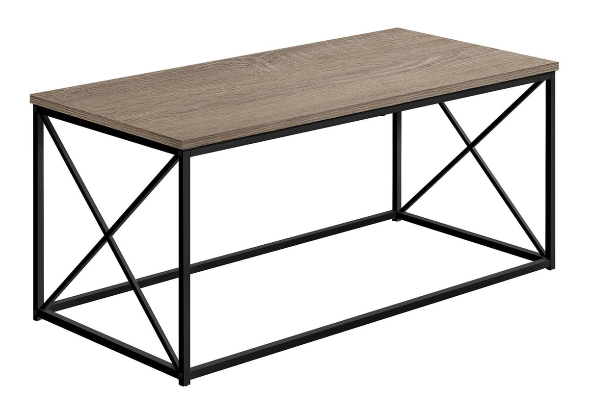 Coffee Table, Taupe & Black Metal - 40" Rectangular Accent Table