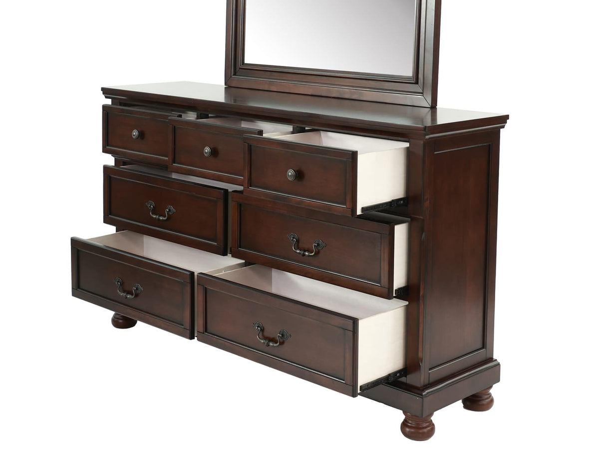 Antique Cherry Wood Makeup Vanity - 65" DRESSER