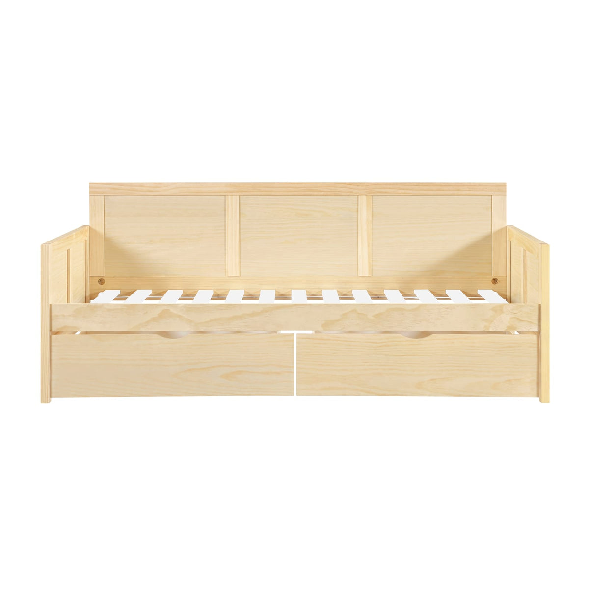 Modern Pine Wood Twin Sofa Bed with Storage Boxes