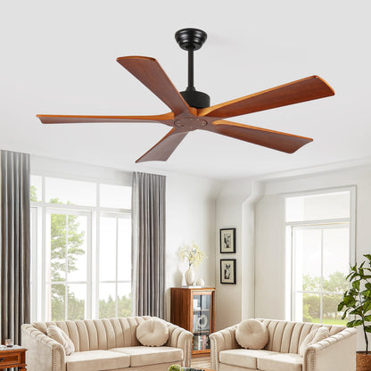 52 Inch Wood Ceiling Fan - Quiet DC Motor for Bedrooms & Porches
