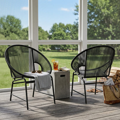 Black Outdoor Lounge Set for Poolside or Garden Patio