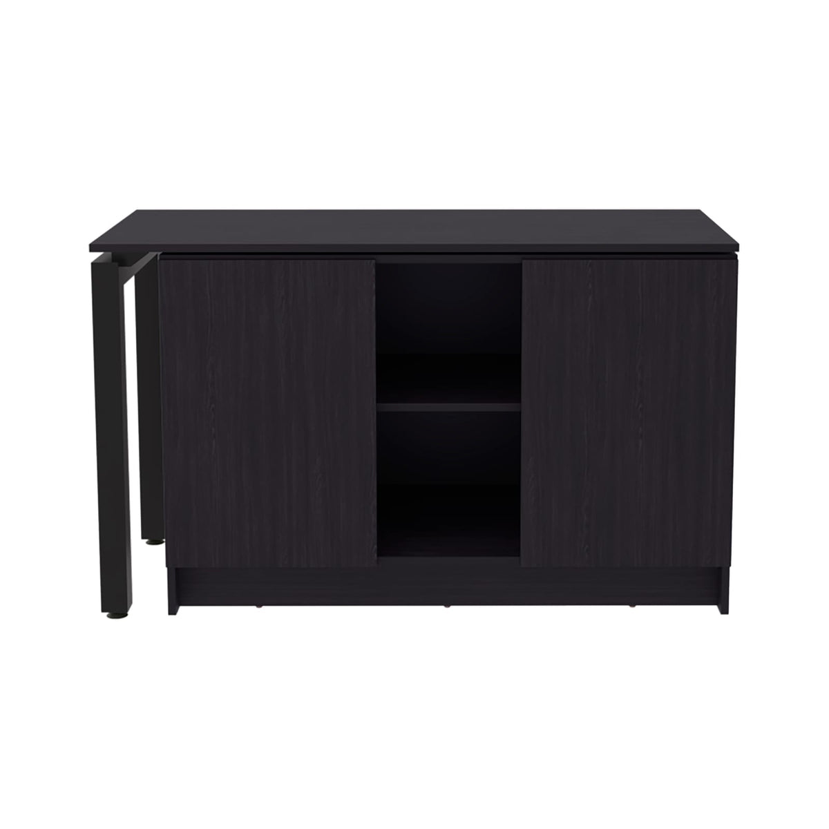 72-Inch Rotable Desk in Black Particle Board for Modern Home Office
