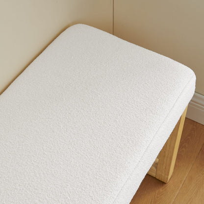 Beige Foam Shoe Changing Bench - Modern Minimalist Design for Bedroom