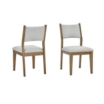 Brown Oak Wood+Fabric Dining Set with Chairs for Kitchen or Dining Room