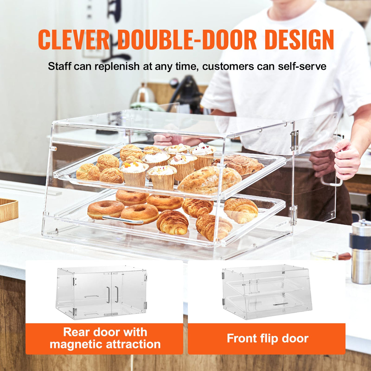 Clear Acrylic 2-Tier Display Case - Bakery Shelf