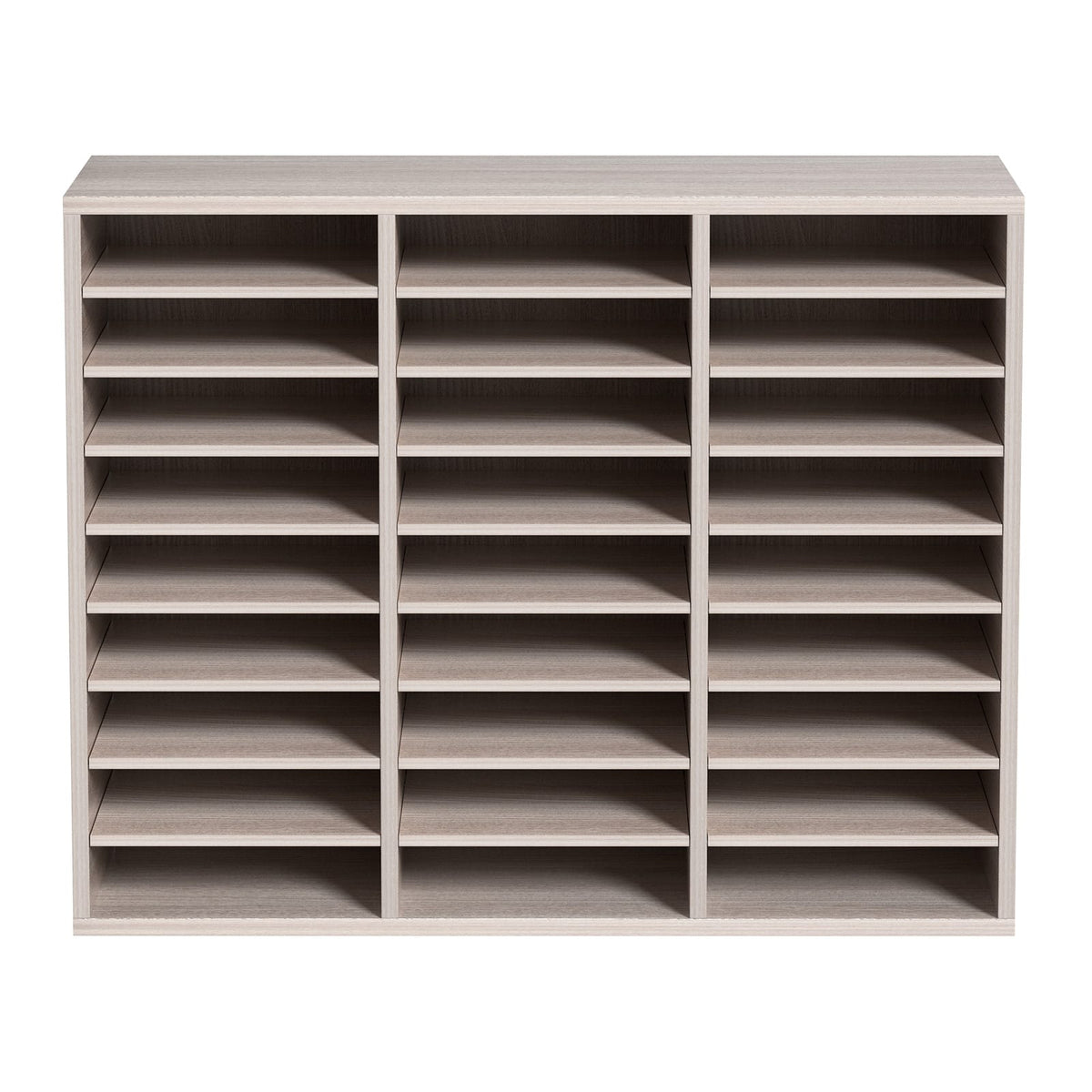 27 Compartment Wood Literature Organizer - Adjustable Shelves, Gray