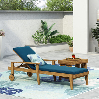 Blue Acacia Wood Patio Chaise Lounge
