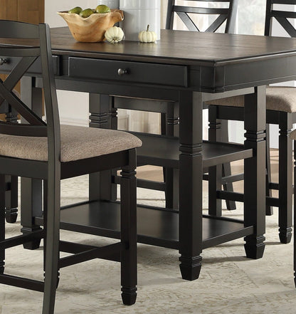 Black Transitional Dining Set with Storage for Dining Room