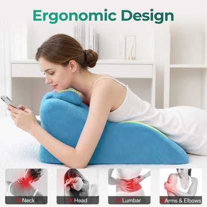 Blue Velvet Memory Foam Pillow for Ergonomic Sleep Support