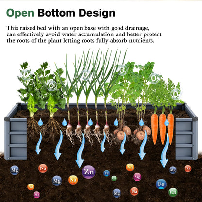 Grey Metal Garden Bed - 70.9 x 35.5 Inches