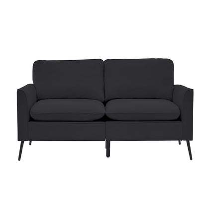 Black Faux Leather Loveseat - Bedroom Sofa Chair for Living Room