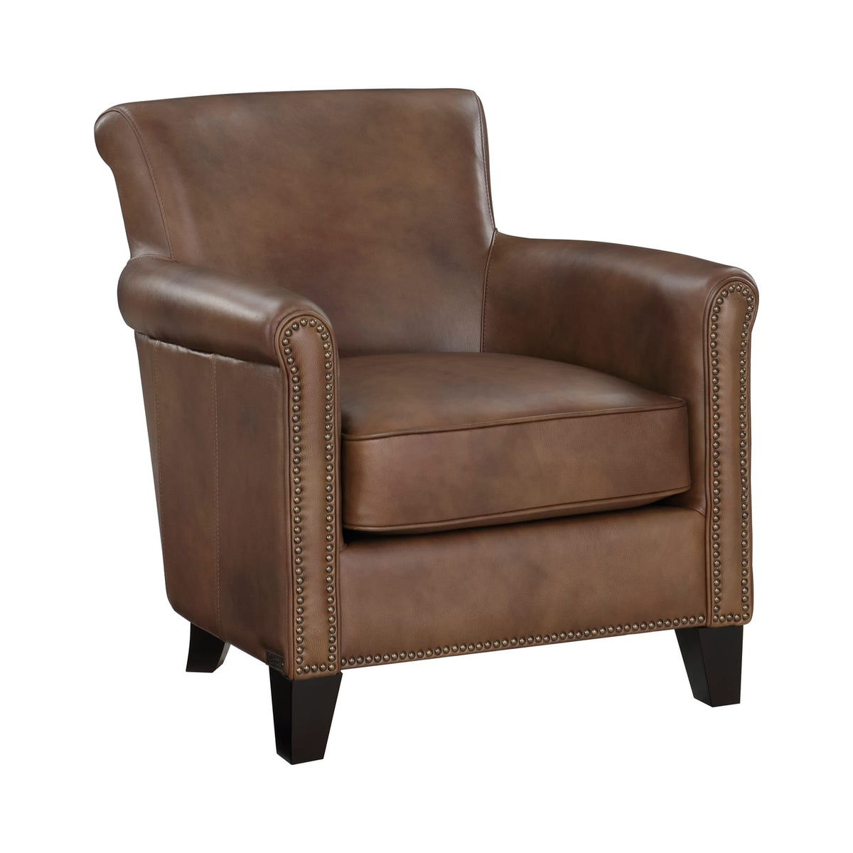 Brown Leather Accent Chair - Classic Style for Living Room