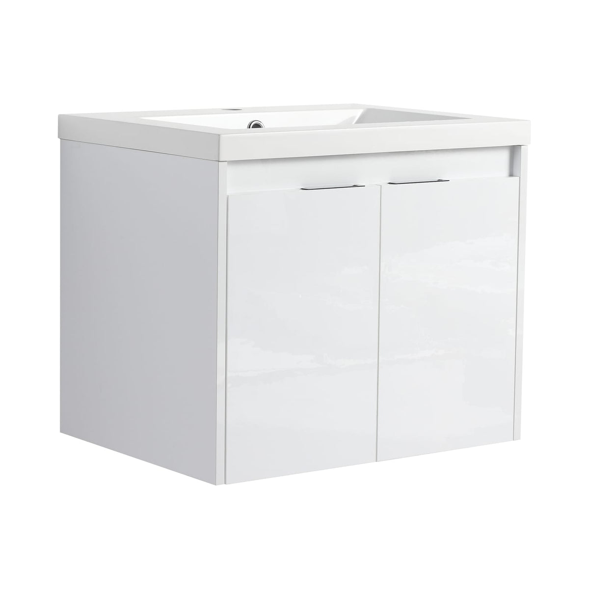 Glossy White Bathroom Vanity - 24" Plywood Storage