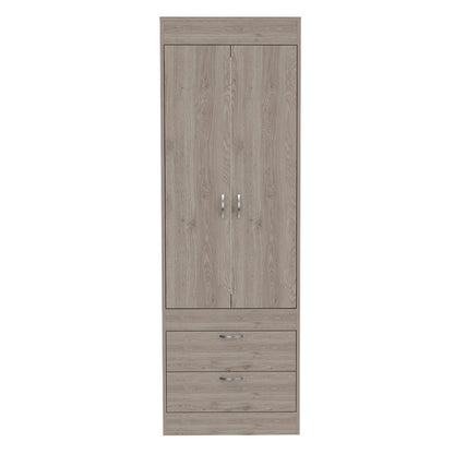 Light Gray Bedroom Dresser with Hanging Rod - 70.4" Tall