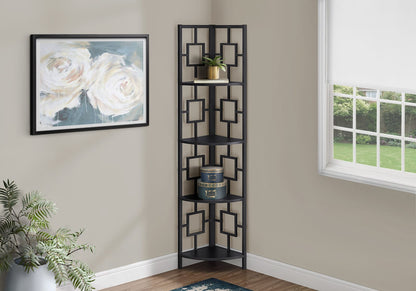 4 Tier Black Metal Corner Bookshelf - Display Shelf